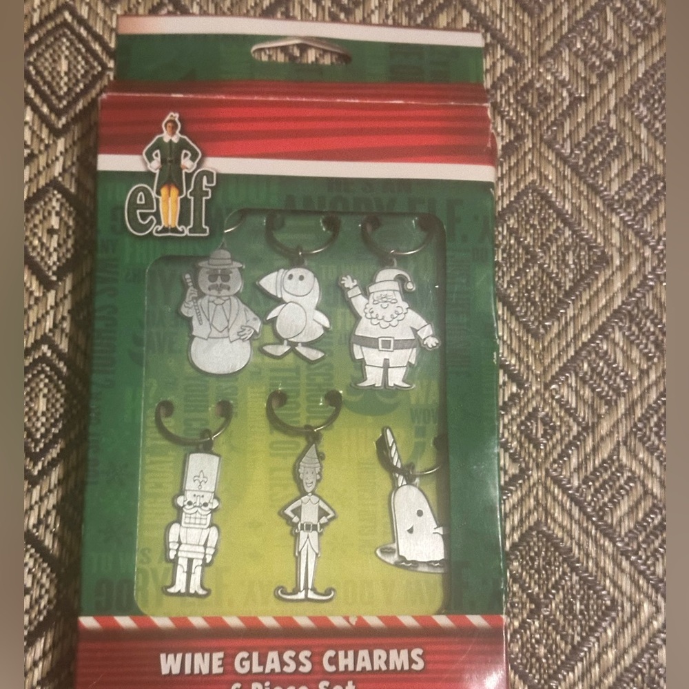 💥 $5 if bundled - ELF Wine Glass Charms 6 piece set New in Box